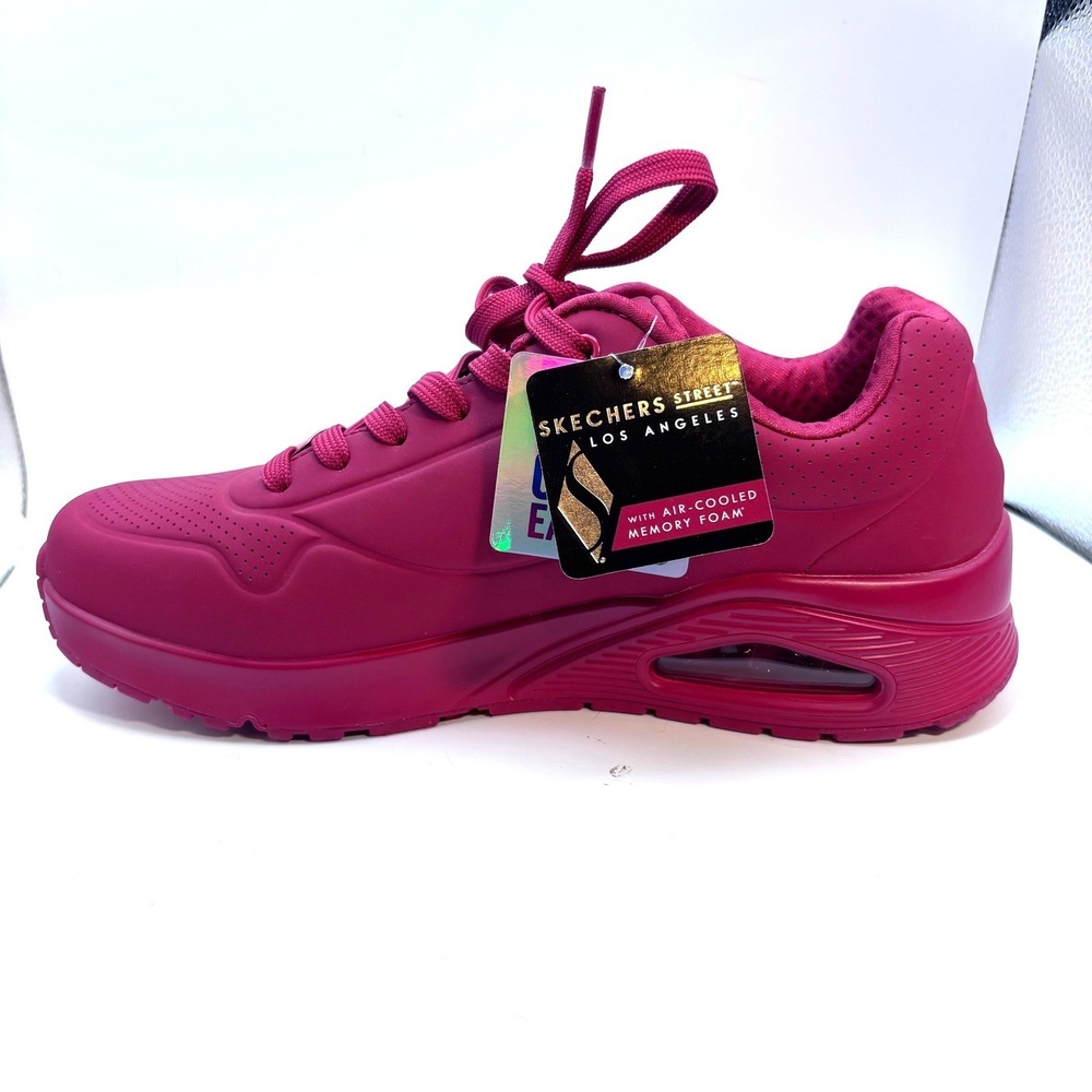Skechers Street Los Angeles Uno Stand On Air Wide Fit Burgundy Sneakers Size 8 - Picture 4 of 8